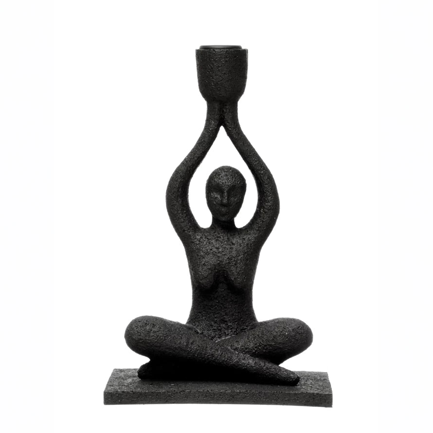 Resin Sitting Woman Taper Holder