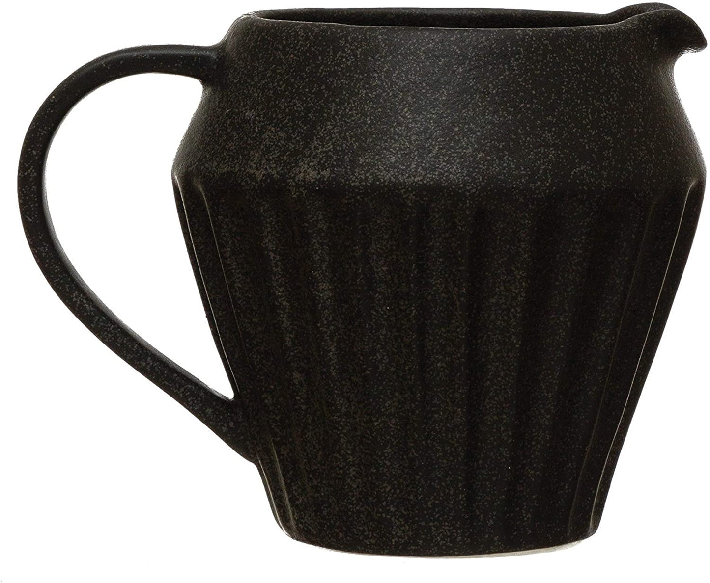 Fluted Matte Black Stoneware Pitcher