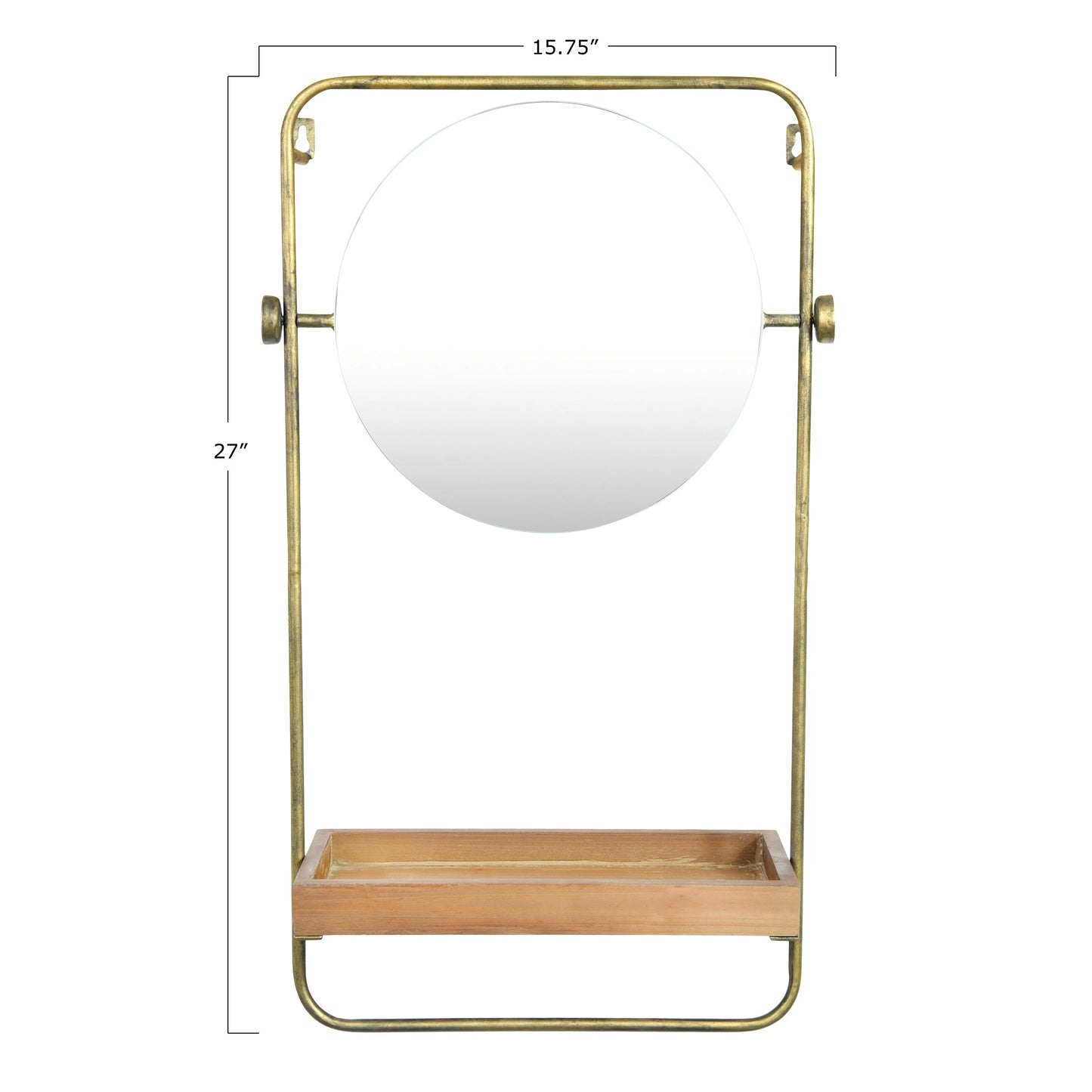 Metal Wall Mirror with Wood Shelf