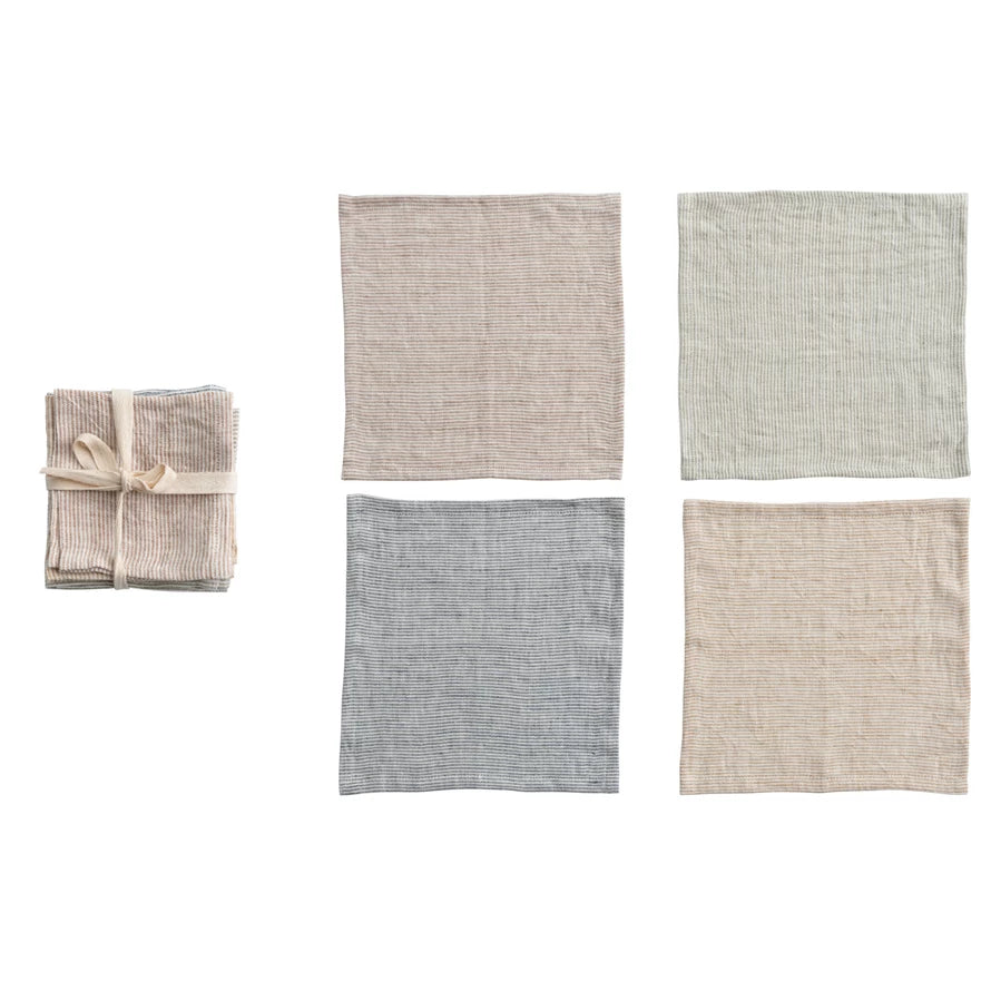 Woven Linen Cocktail Napkins, Set of 4