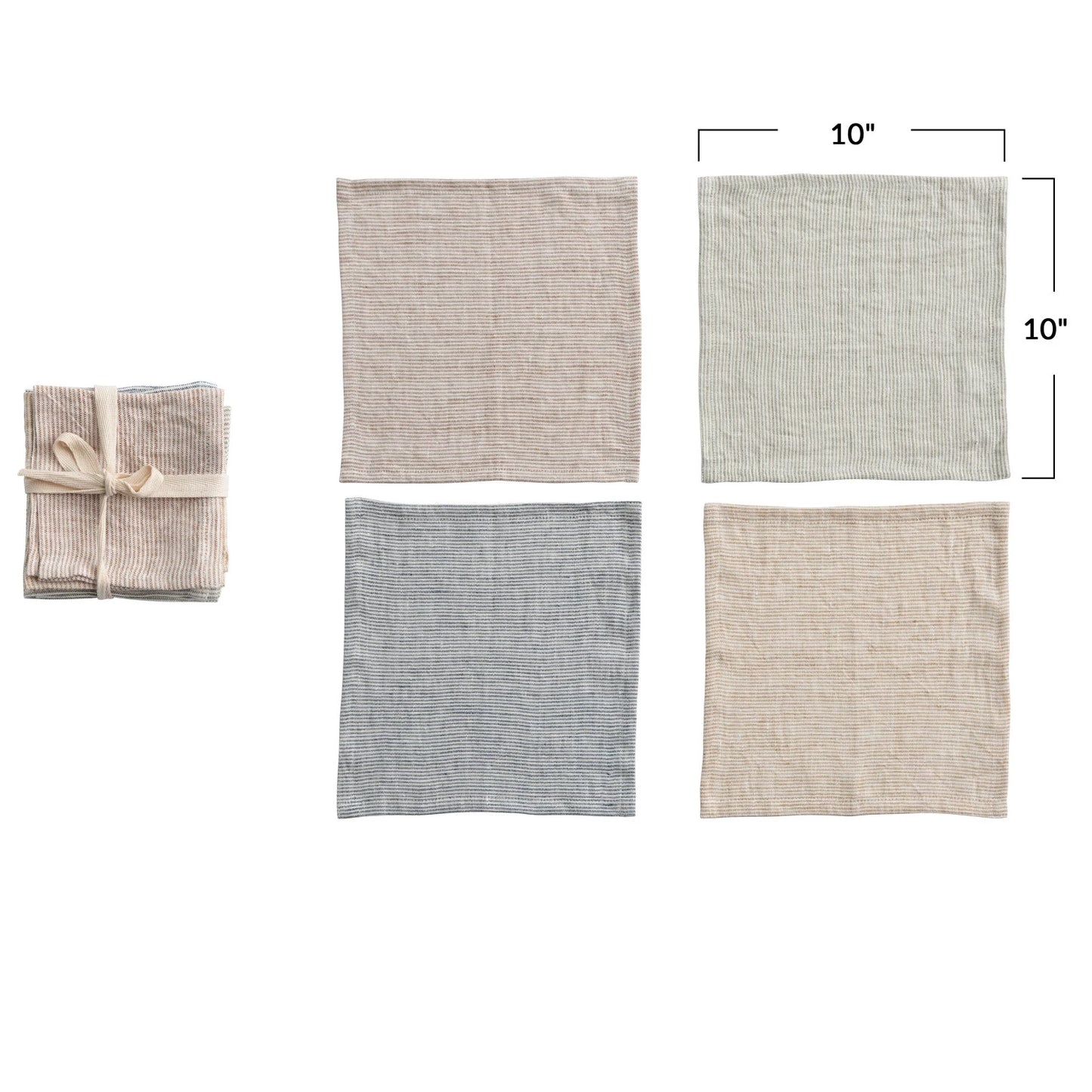 Woven Linen Cocktail Napkins, Set of 4