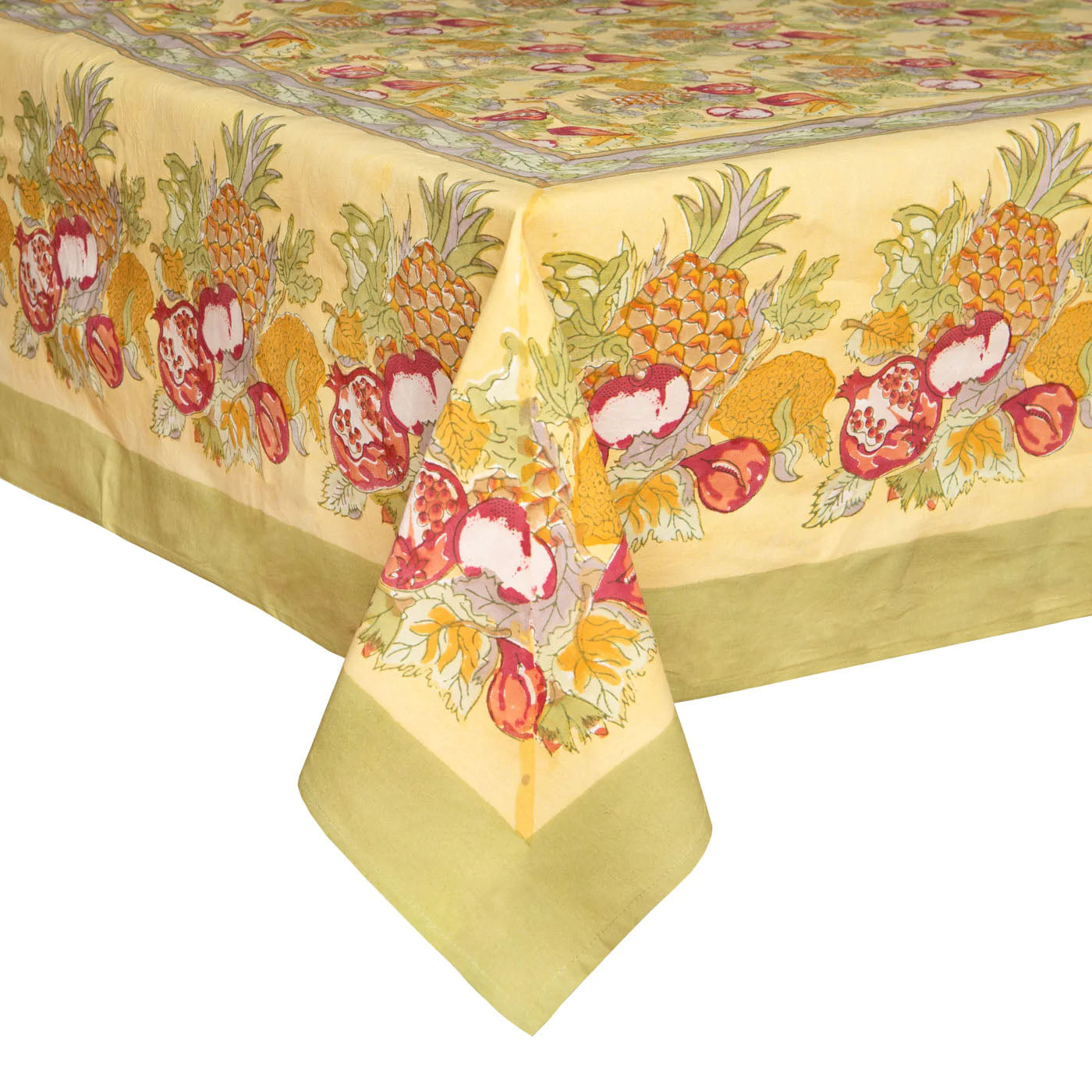 French Tablecloth Tutti Frutti Yellow & Green, 71"x128"