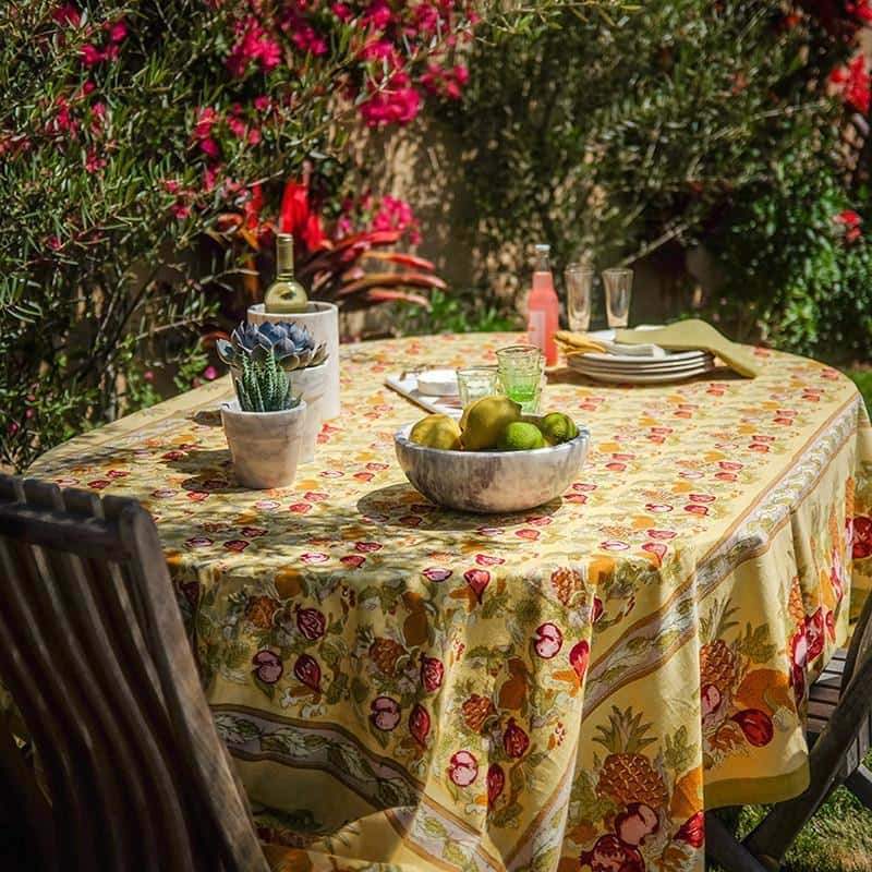 French Tablecloth Tutti Frutti Yellow & Green, 71"x128"