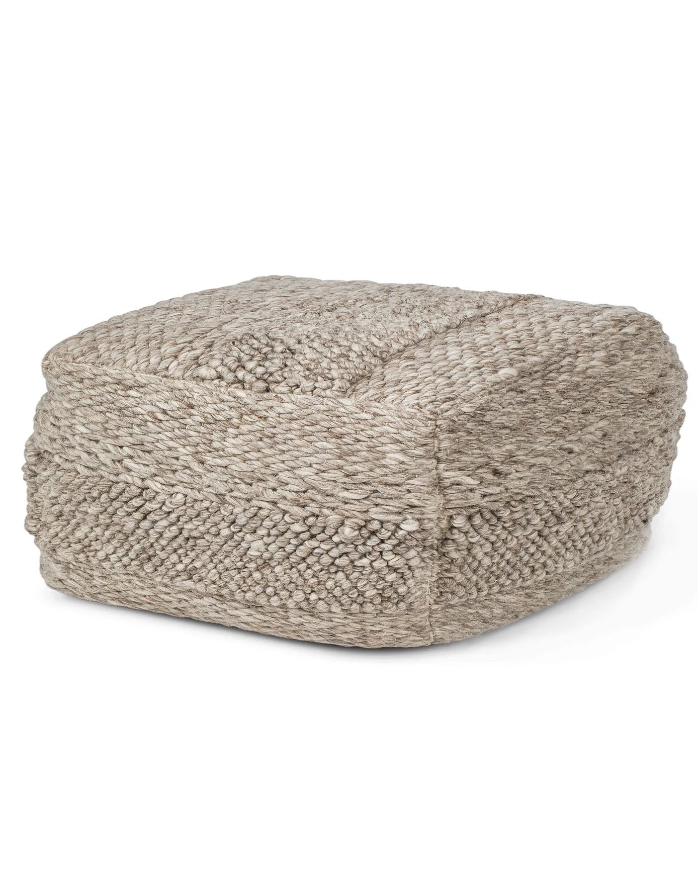 Handwoven Textured Taupe Ottoman Pouf • Local Pickup Only