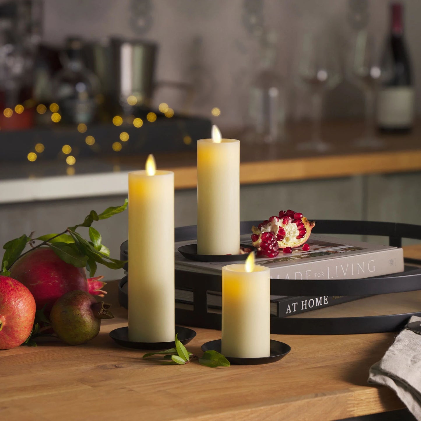 Luminara Premium Flickering Flameless Wax Slim Pillar Candles