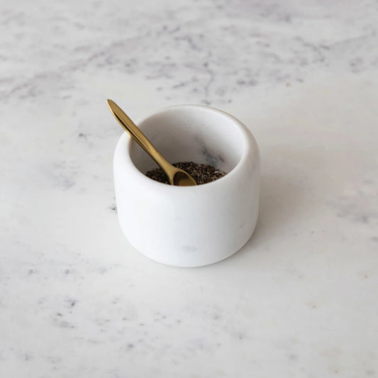 Marble Pinch Pot w/ Brass Spoon