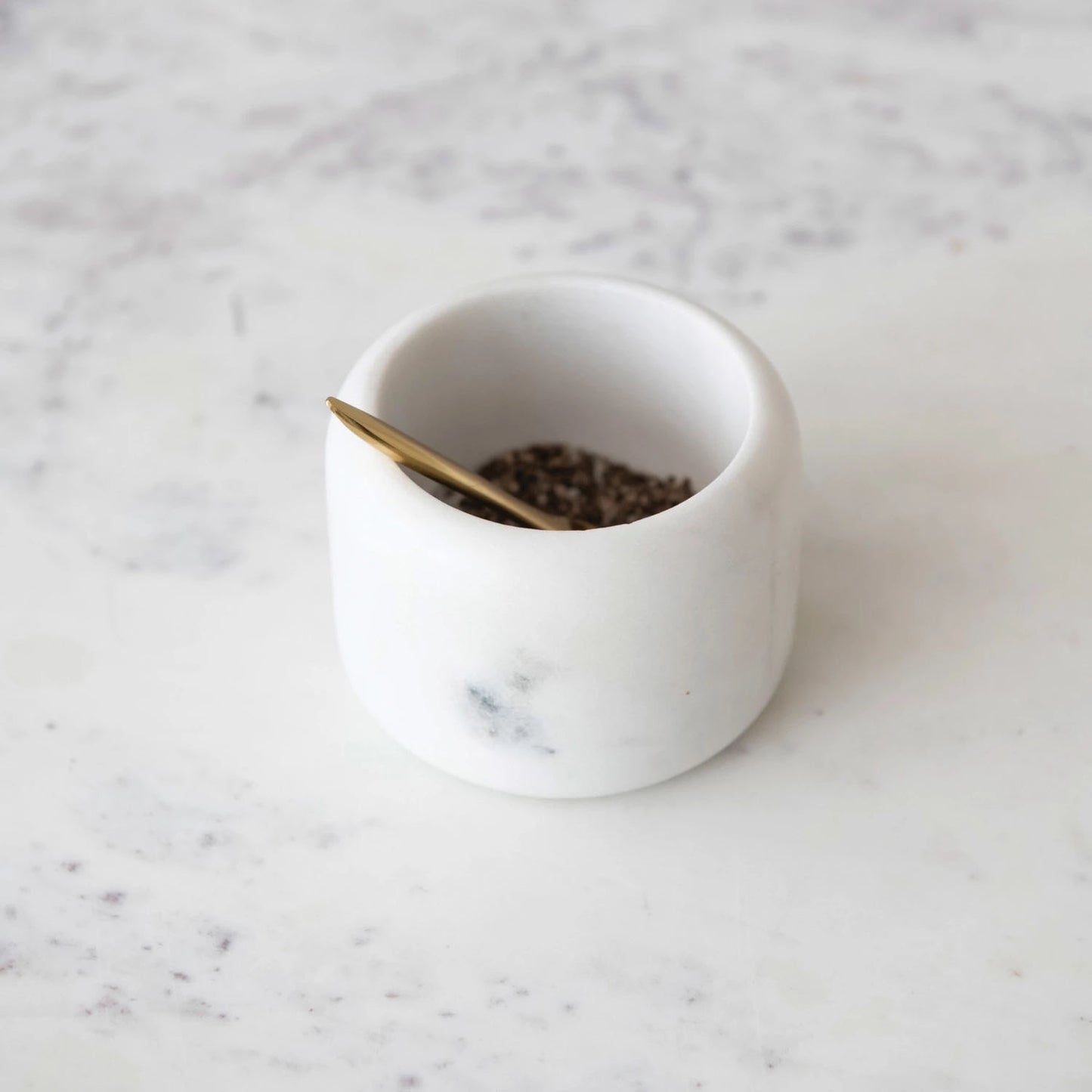 Marble Pinch Pot w/ Brass Spoon