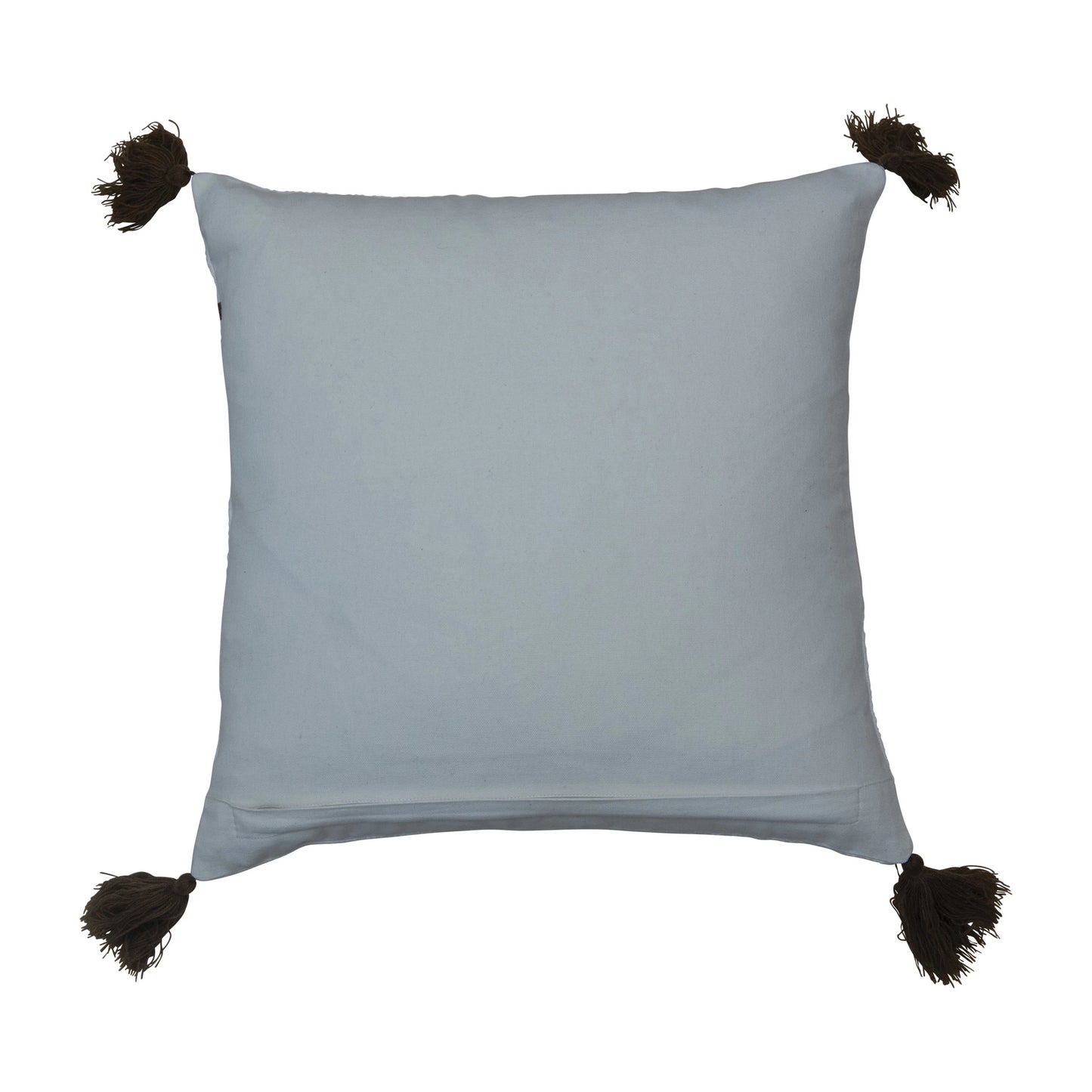 18" Cotton Embroidered Pillow with Nest & Tassels