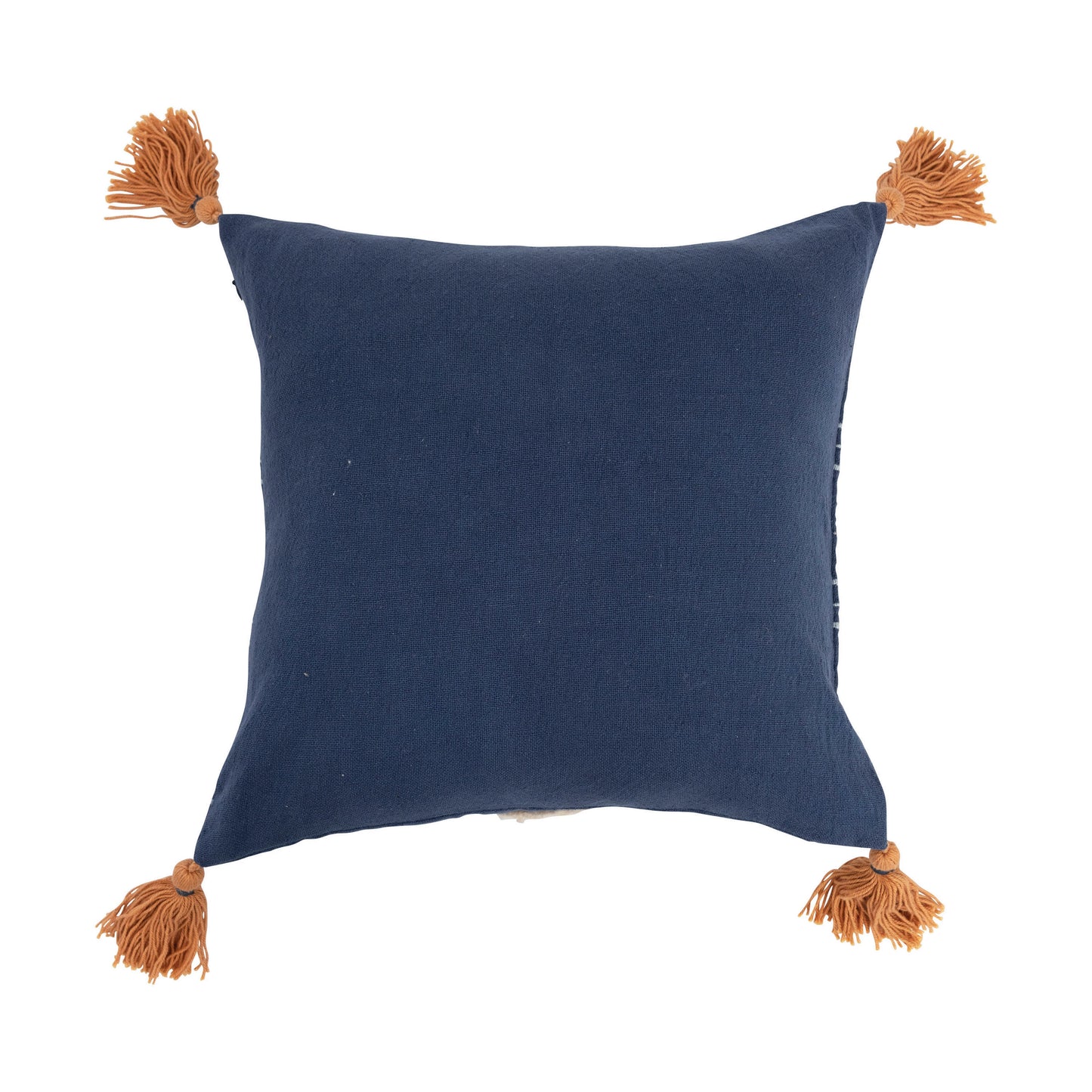 16" Square Cotton Embroidered & Tufted Pillow with Tassels