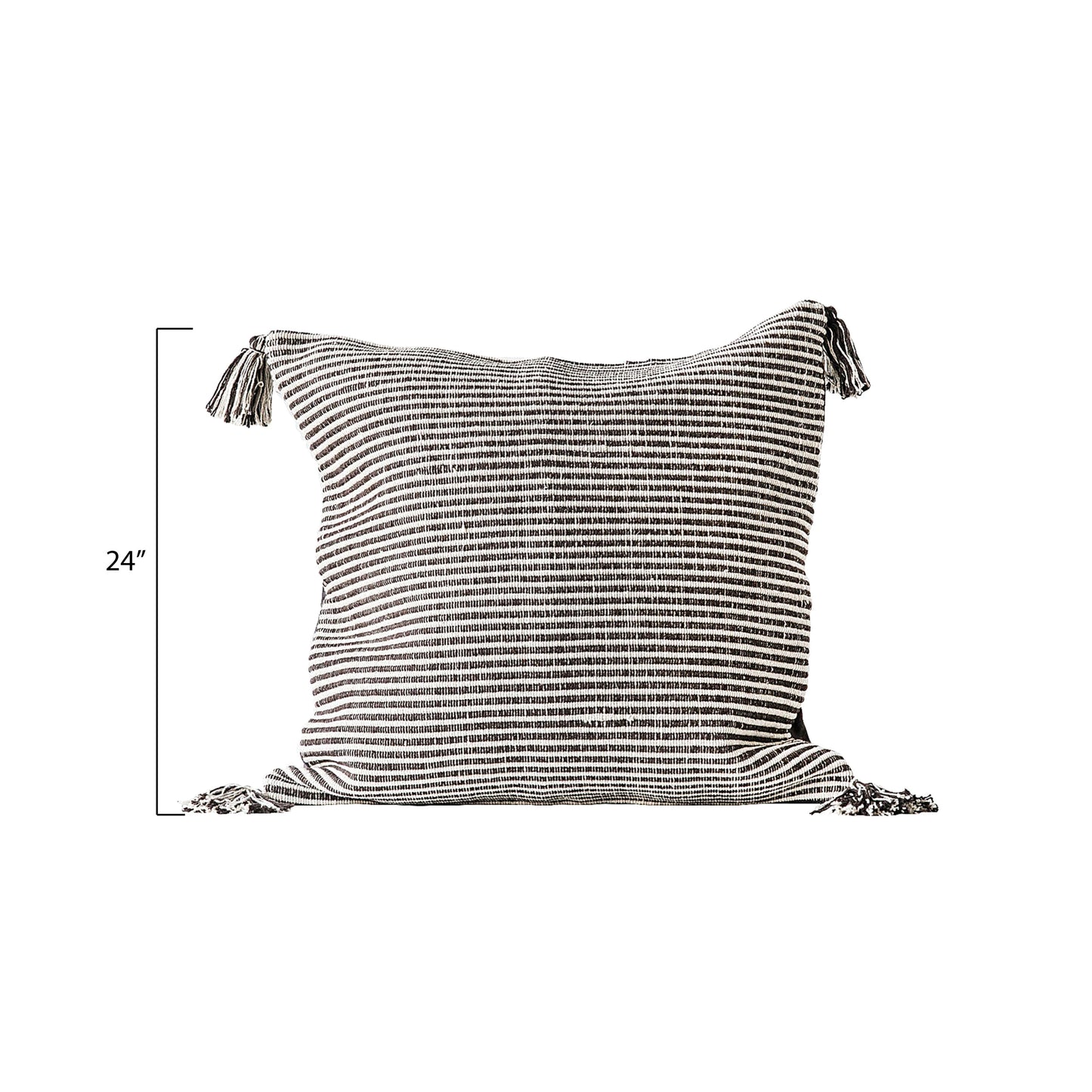 24" Striped Pillow with Tassels, 2 Colors