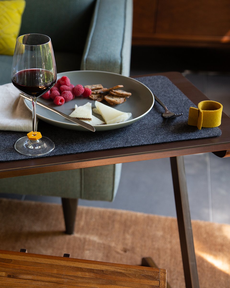 Rectangle Placemat - 100% Merino Wool Felt - Water-Wicking, Stain-Resistant, Absorbent (Charcoal)