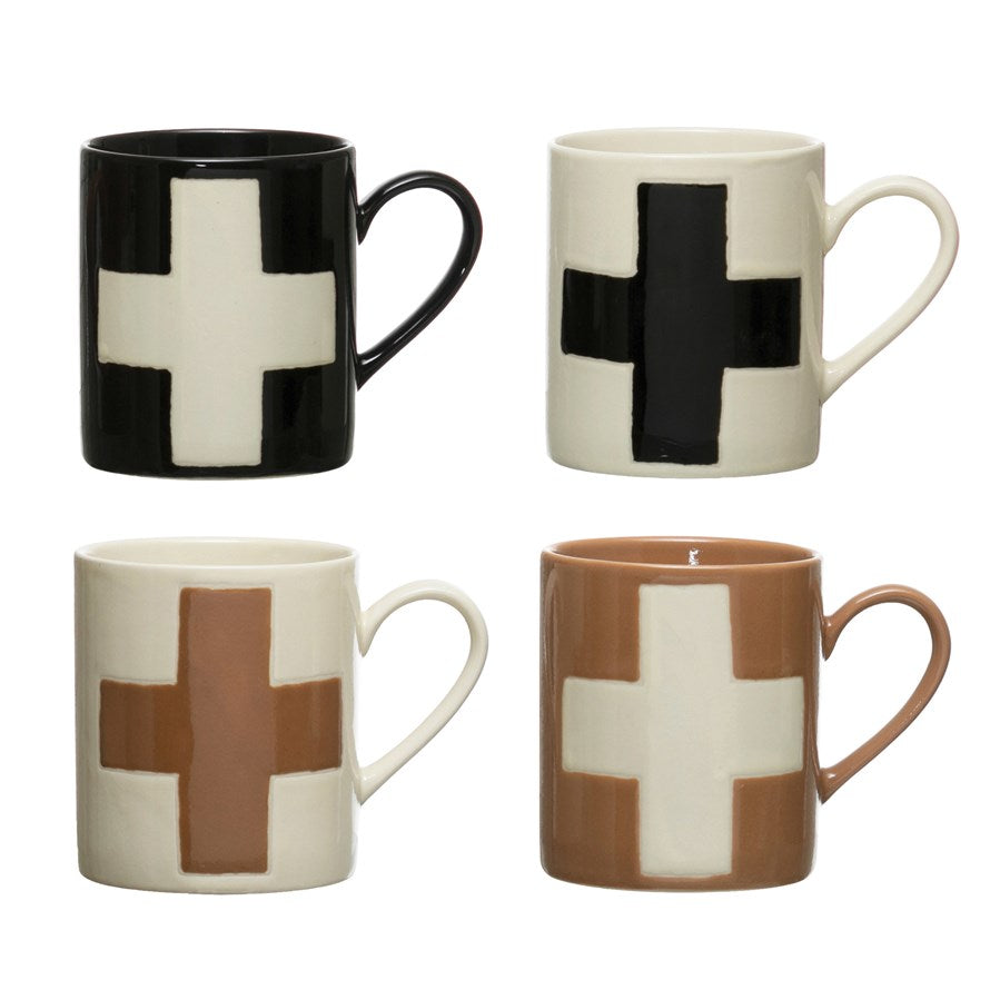 Handmade Stoneware Mug with Swiss Cross