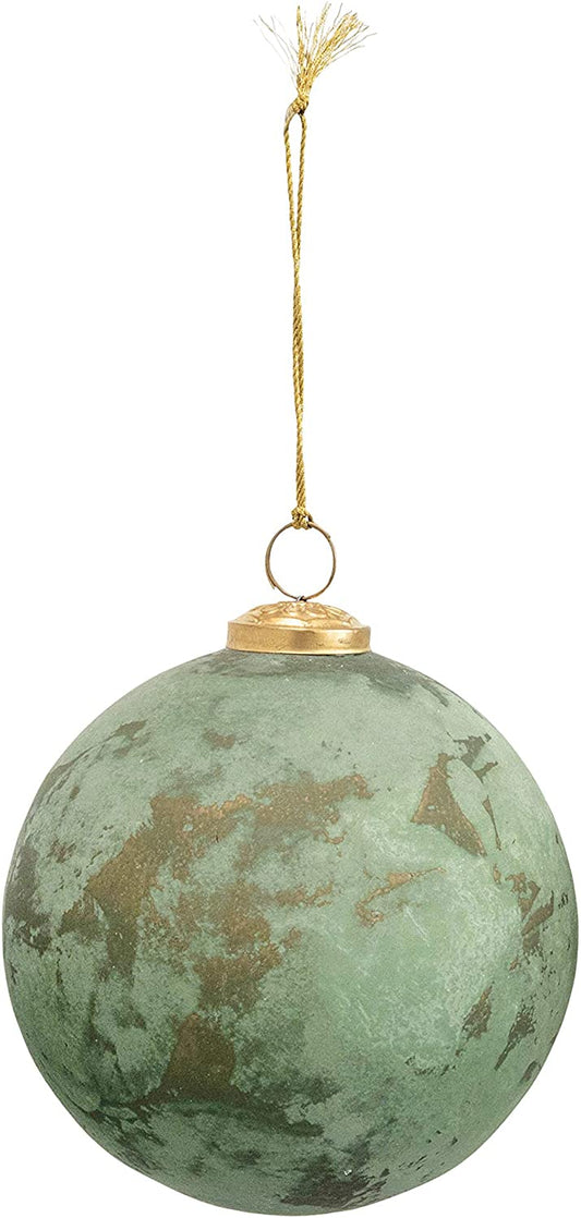 Verdigris Mercury Glass Ball Ornament, 5"