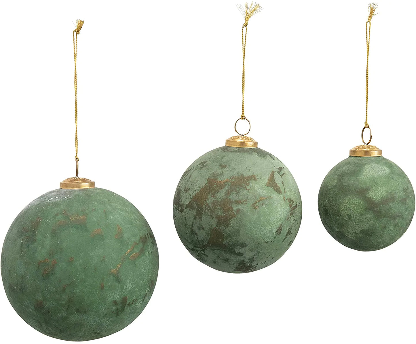 Verdigris Mercury Glass Ball Ornament, 5"