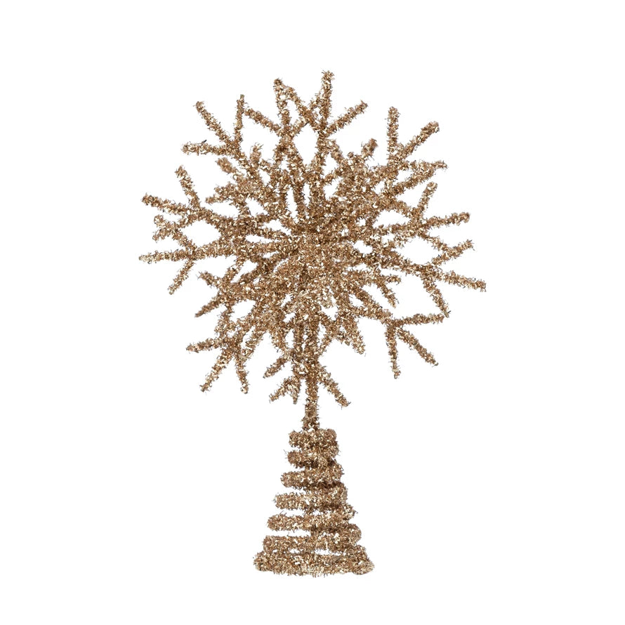 Snowflake Tree Topper in a Champagne Finish