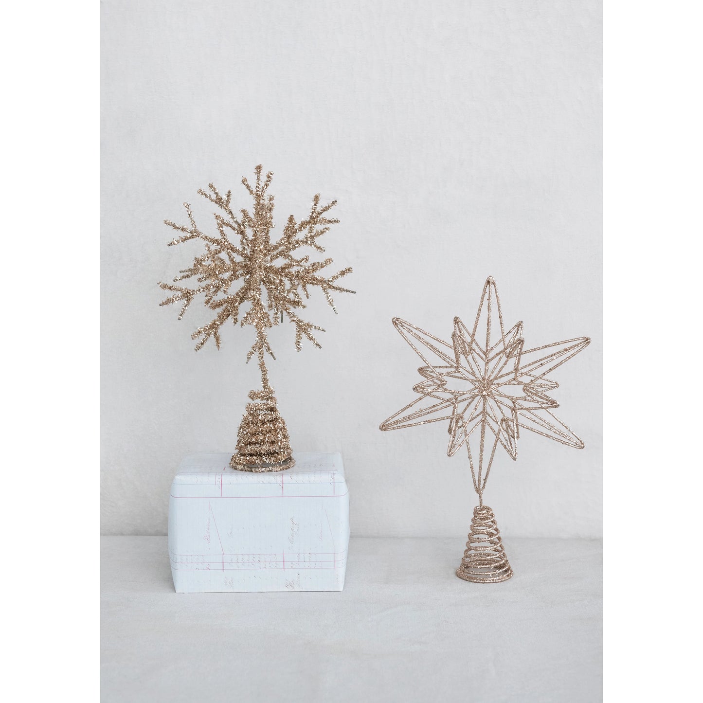 Snowflake Tree Topper in a Champagne Finish